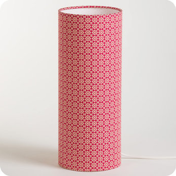 Cylinder fabric table lamp Red daisy