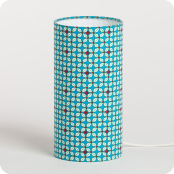 Cylinder fabric table lamp in Petit Pan fabric Hélium turquoise