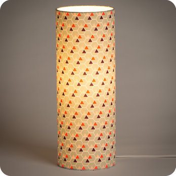Cylinder fabric table lamp Hexagone lit L
