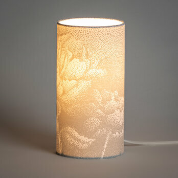 Cylinder fabric table lamp Pivoine gris S