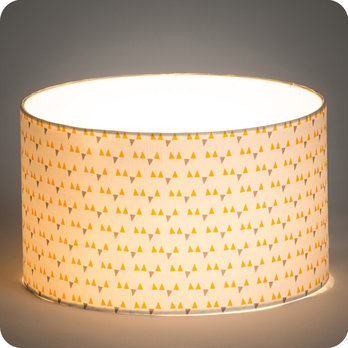 Drum fabric lamp shade / pendant shade Mistinguett yellow lit 25