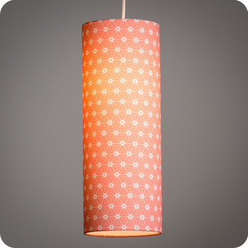 Drum fabric lamp shade / pendant shade Ozora pink lit tube L