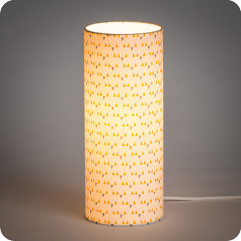 Cylinder fabric table lamp Mistinguett yellow lit M