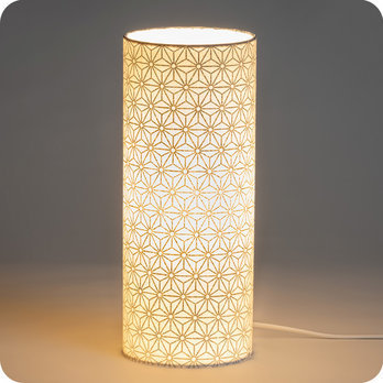 Cylinder fabric table lamp Hoshi argent lit M