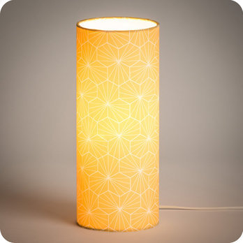 Cylinder fabric table lamp Ppite miel lit M