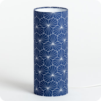 Cylinder fabric table lamp Pépite indigo