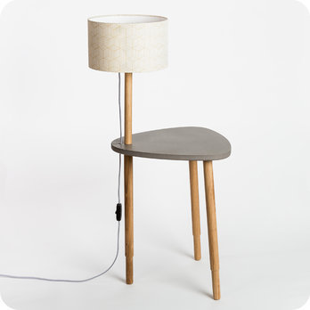 Selene side table and lamp with shade Cinetic miel 25