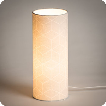 Cylinder fabric table lamp Cubic gris lit M