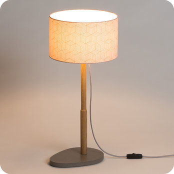 Helios table lamp with shade Cinetic corail lit 25