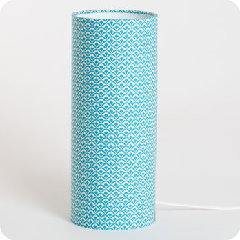 Cylinder fabric table lamp Blue aka
