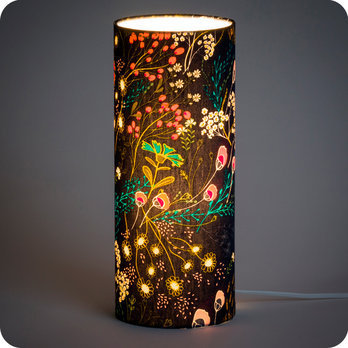 Cylinder fabric table lamp Symphonie navy lit M