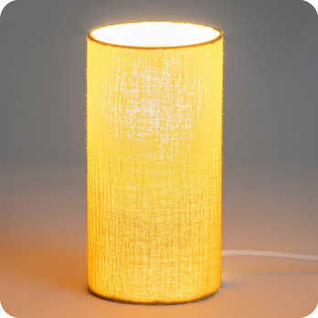 Cotton gauze cylinder table lamp Moutarde lit S