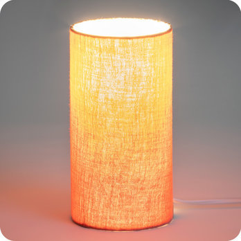 Cotton gauze cylinder table lamp Marsala lit S