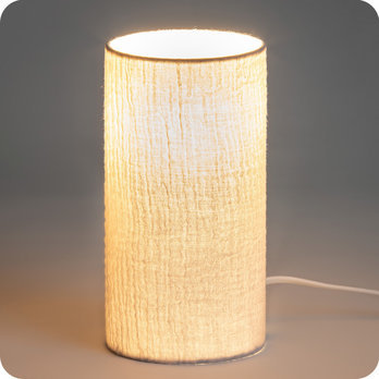 Cotton gauze cylinder table lamp Gris clair lit S