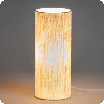 Cotton gauze cylinder table lamp Gris clair lit M