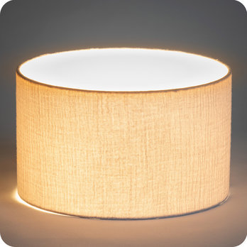 Cotton gauze drum lamp shade / pendant shade Gris clair lit 25
