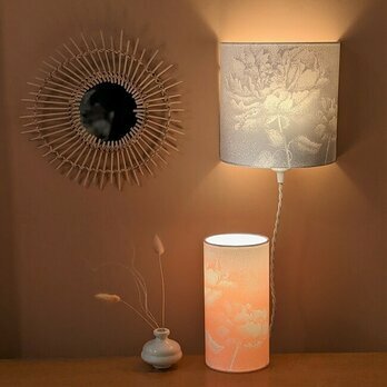 Wall lamp shade Pivoine gris with plug-in cable in linen, lamp Pivoine neon S