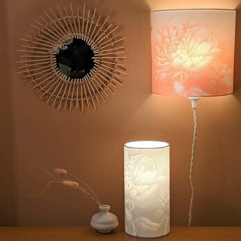 Wall lamp shade Pivoine neon with plug-in cable in linen, lamp Pivoine gris S