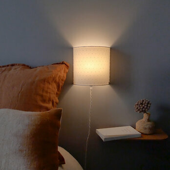 Plumetis lamp shade for wall light Blanc cass with plug-in cable in linen