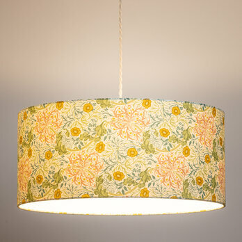 Drum fabric lamp shade / pendant shade W. Morris Seaweed lit 50