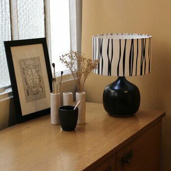 Terra Black ceramic lamp with shade Liane 25